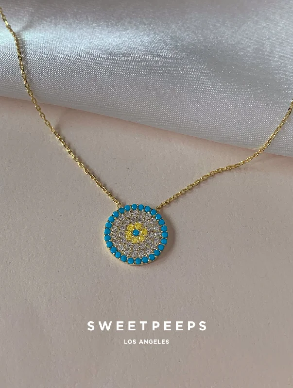 celestial moon and star necklace Daisy Pendant Necklace