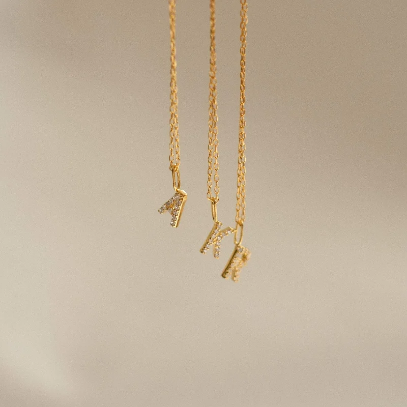 sparkling diamond drop earrings Dangling Pave Initial Necklace