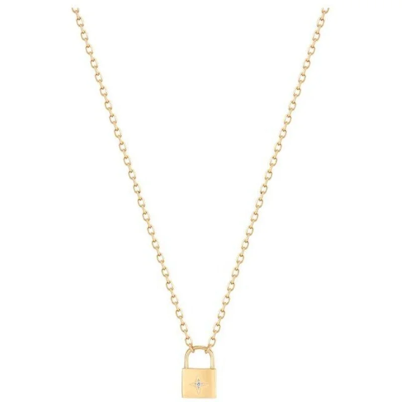 delicate chain necklace gold Diamond Padlock Necklace