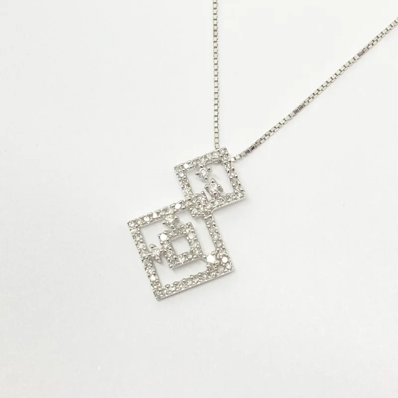 gemstone cluster earrings silver Diamond Squares Pendant