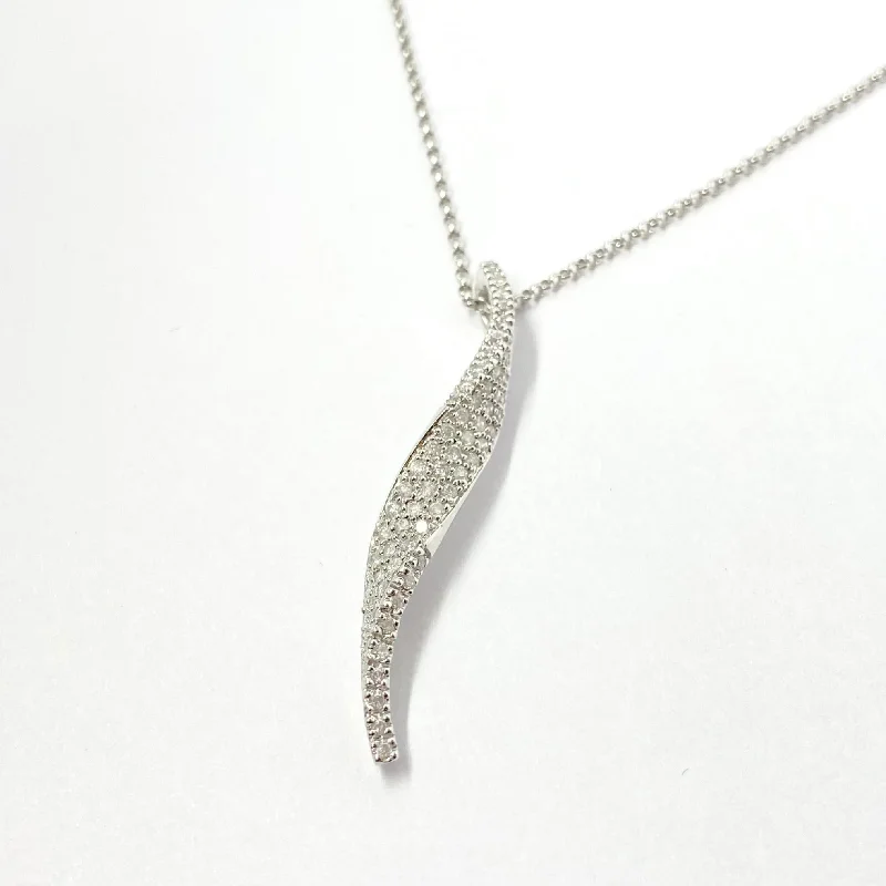 silver wedding band with engraving Diamond Wave Pendant