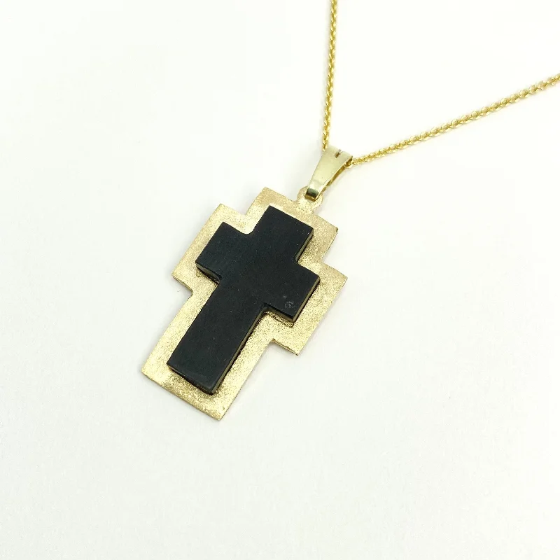minimalist sapphire drop necklace Dídean (Shelter) Cross - Carraig Dubh Collection