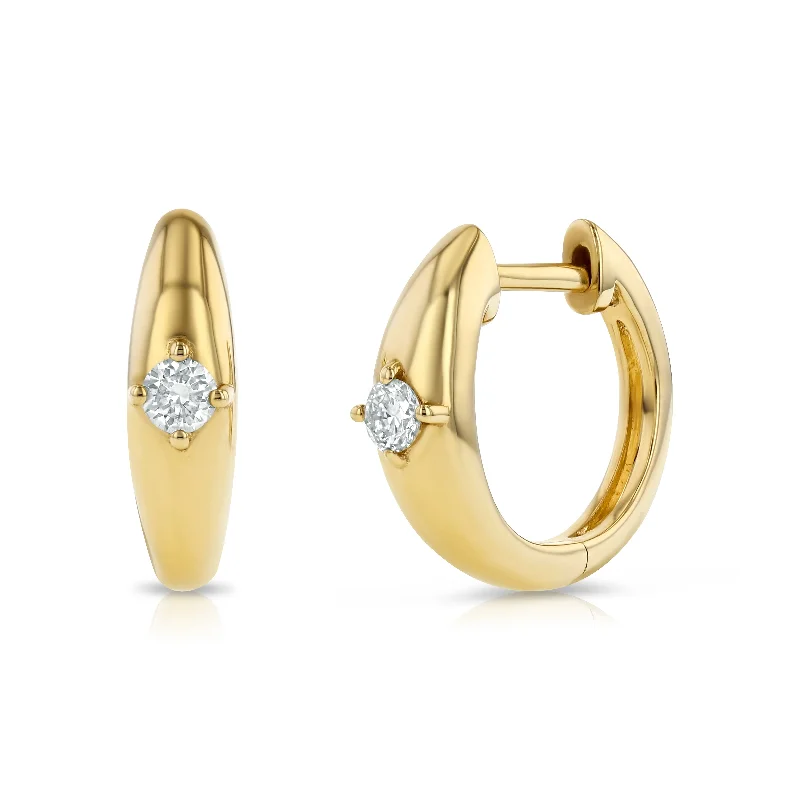 DOME HOOP EARRINGS SOLITAIRE DIAMOND