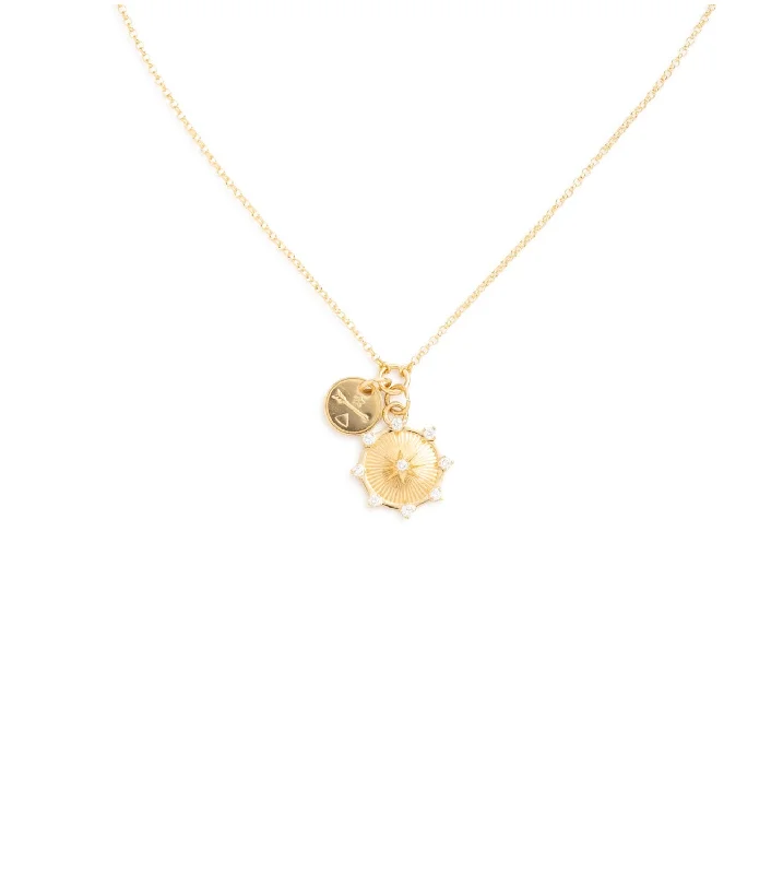 rose gold initial pendant necklace Dream & Spark : Fine Belcher Stationary Necklace