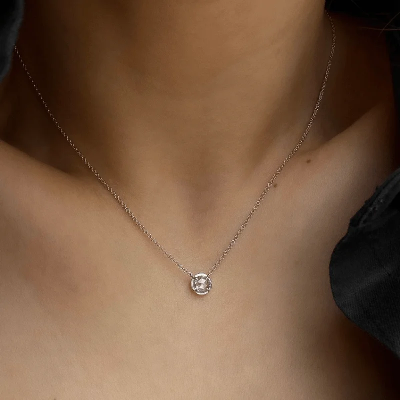 minimalist stacking rings set Eau de Rose Cut Diamond Solitaire Necklace | Ready to Ship