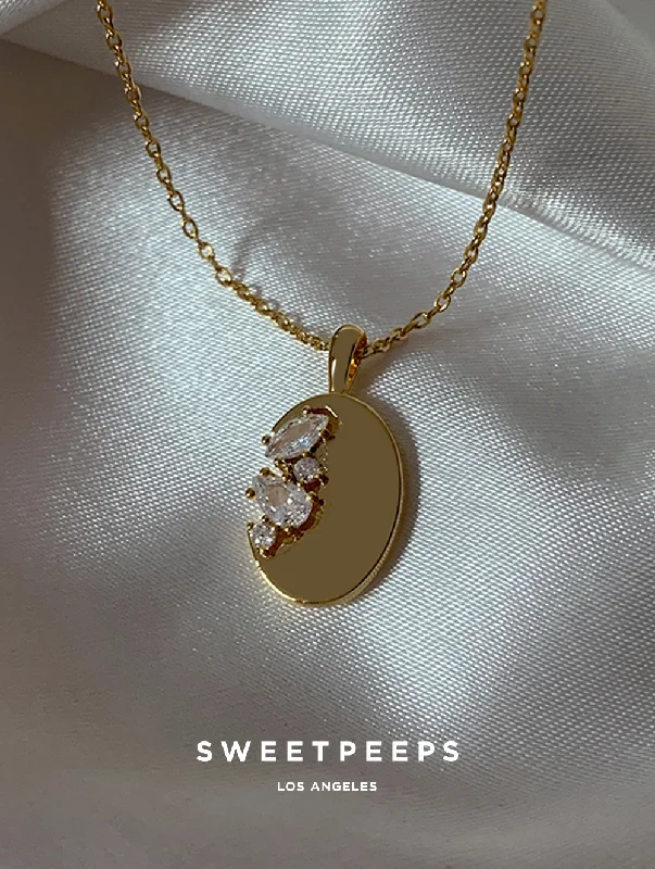 geometric diamond earrings gold Elegant Oval Necklace