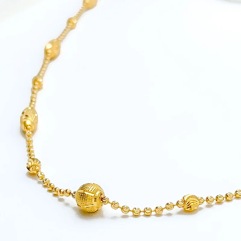 minimalist wedding band set Elegant Sand Finished 22k Gold Dotted Long Necklace - 24"