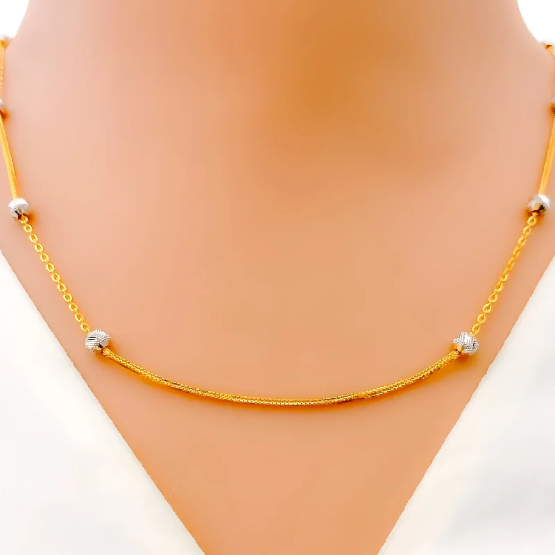 gold-plated figaro chain Elegant White Gold Accented 22k Gold Necklace