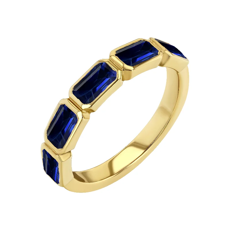 rose gold cubic zirconia earrings Sapphire Emerald Cut Bezel Set Band