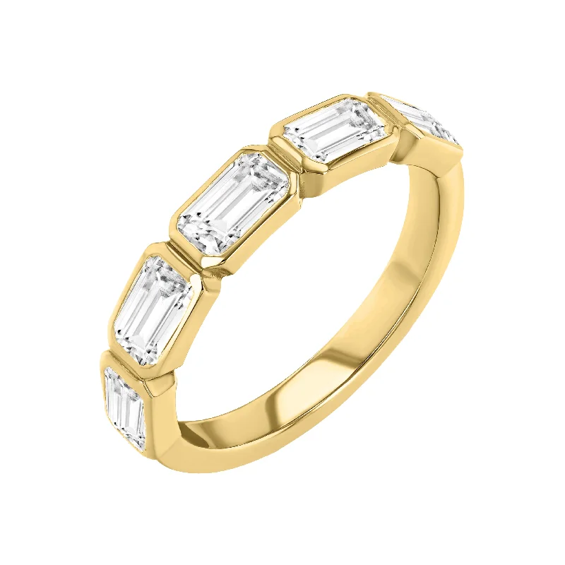 Emerald Cut Bezel Set Band