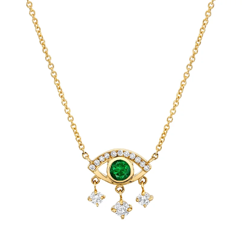 14k gold nose ring hoop Emerald Eye of Emotions Necklace