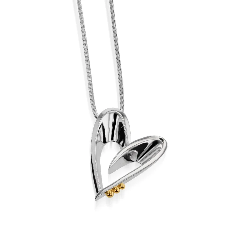 Entice Large Silver Heart Pendant Necklace