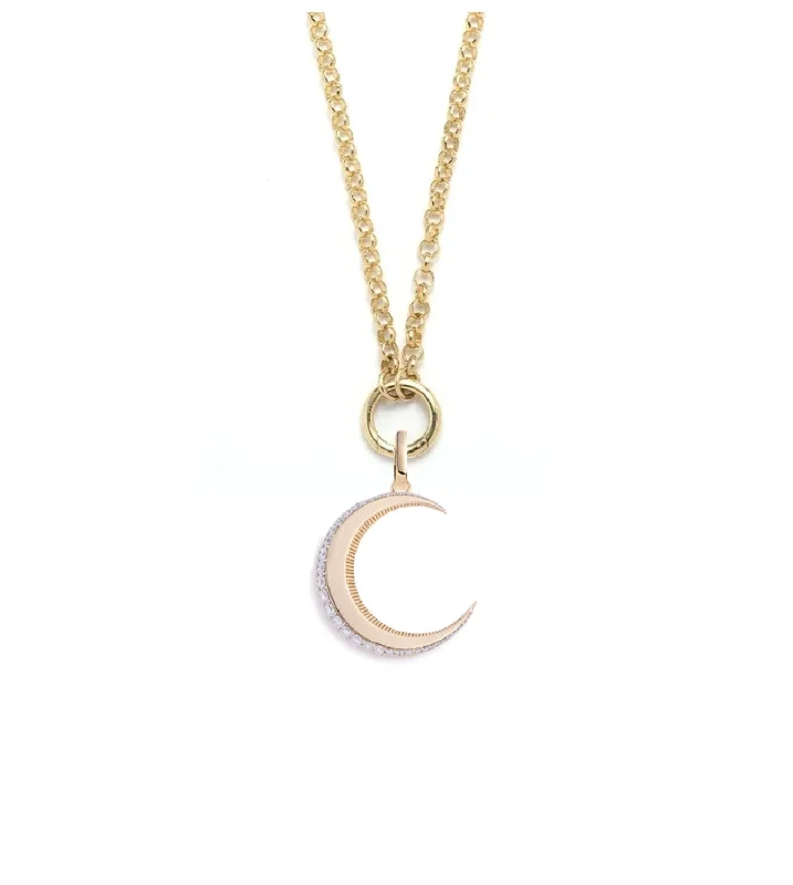 celestial moon and stars ring Engravable Crescent : Medium Open Belcher Necklace