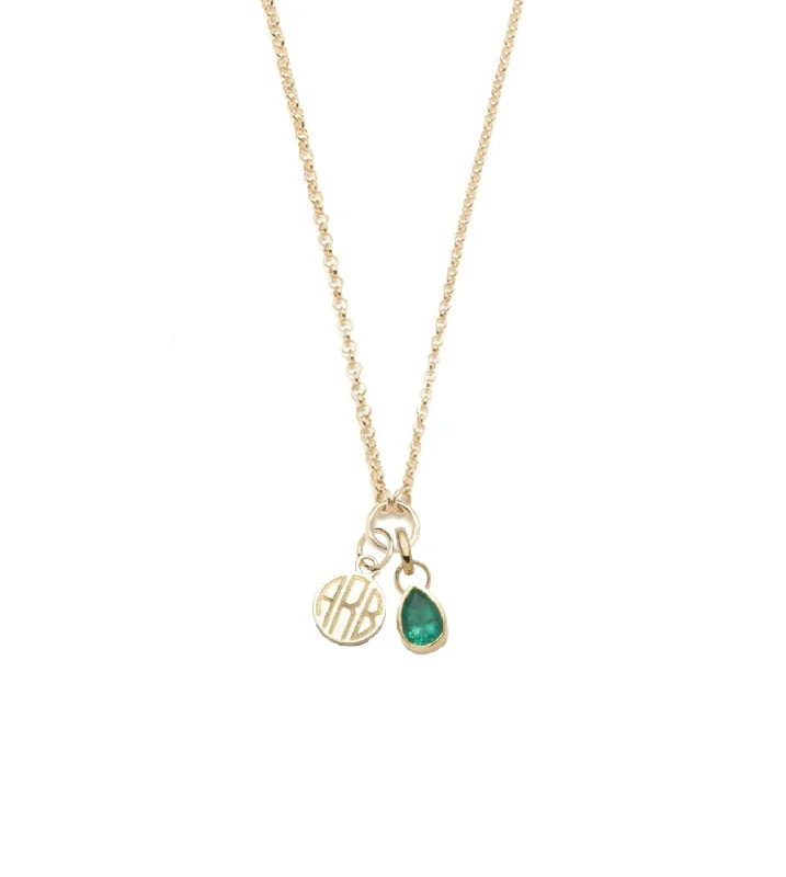 handmade wooden bead necklace Engravable & Forever & Always a Pair : Emerald Fine Belcher Stationary Necklace