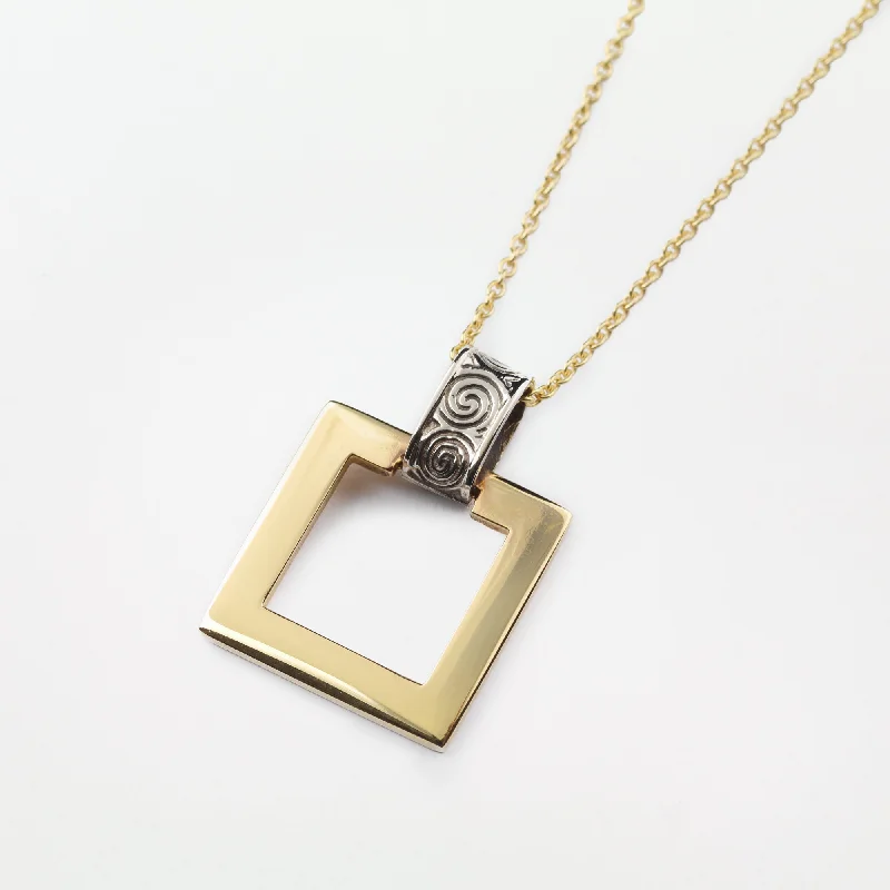 handmade leather pendant necklace Cearnog Two-Tone Pendant