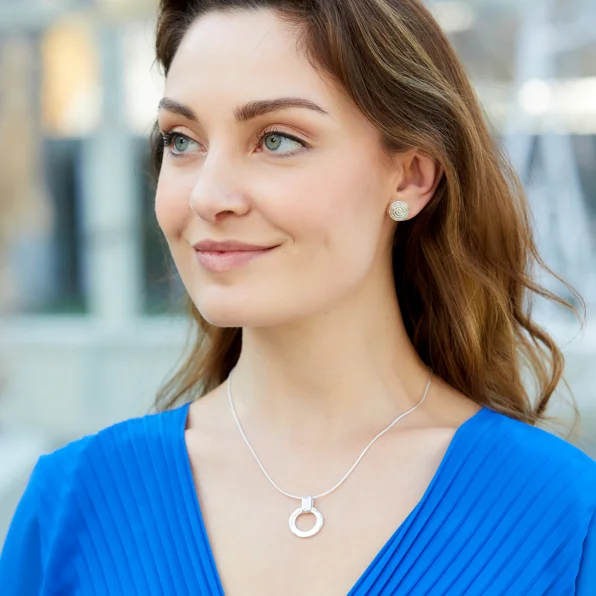 minimalist cubic zirconia earrings Ciorcal Pendant