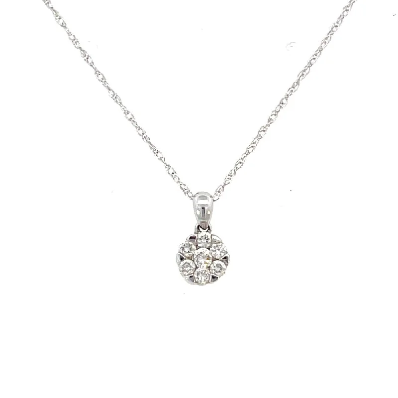 handmade coin pendant necklace Estate 14KW Round Diamond Cluster Pendant | Fernbaugh's Jewelers
