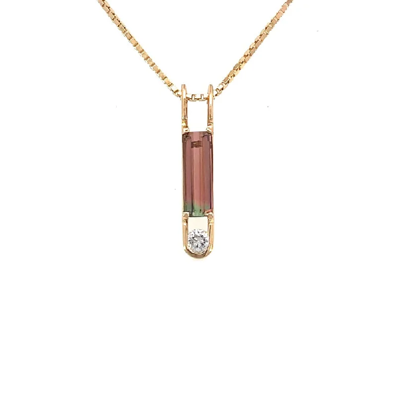 minimalist cuff bracelet adjustable Estate 14KY Bi-Colored Tourmaline and Diamond Pendant | Fernbaugh's Jewelers