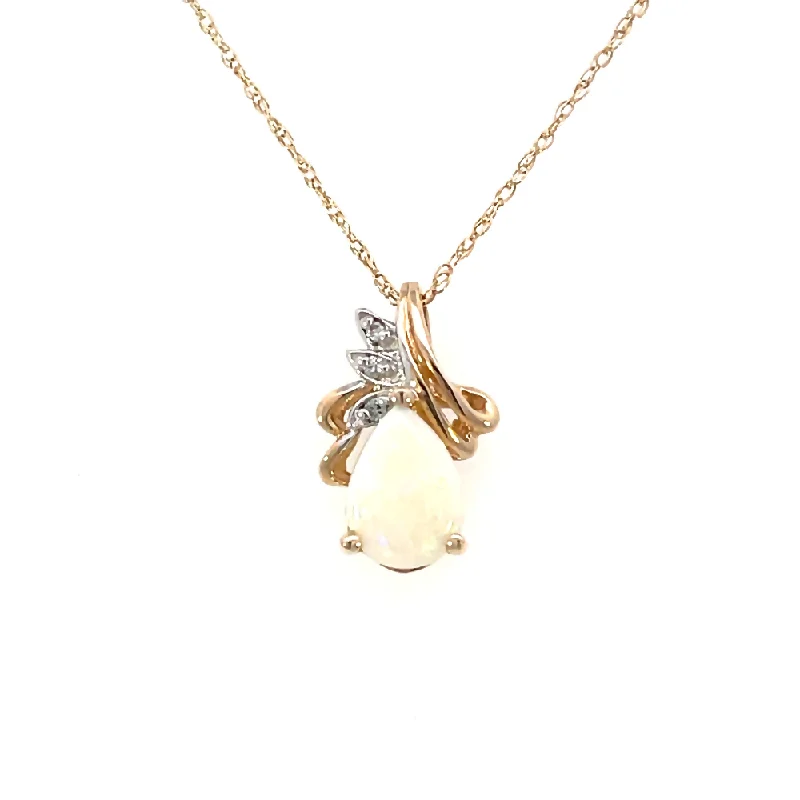 celestial constellation necklace silver Estate 14KY Pear Shaped Opal Pendant with Diamond Accents | Fernbaugh's Jewelers