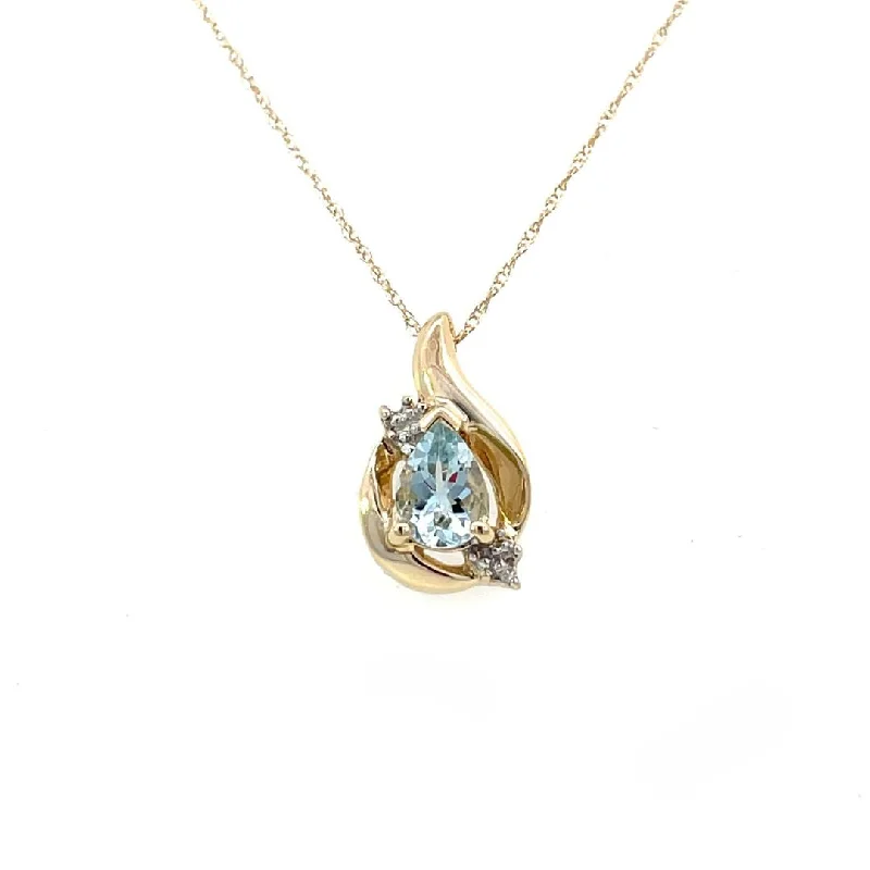 minimalist horseshoe necklace gold Estate 14KY Gold Pear-Shaped Blue Topaz Pendant with Diamond Accents | Fernbaugh's Jewelers