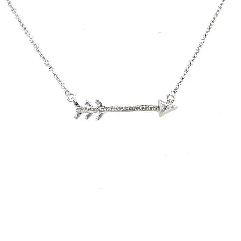 minimalist black pearl necklace Estate Sterling Silver and Diamond Arrow Necklace | Fernbaugh's Jewelers
