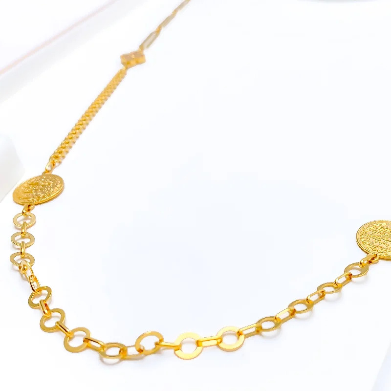 black spinel ring men Everlasting Regal 21k Gold Long Coin CZ Necklace