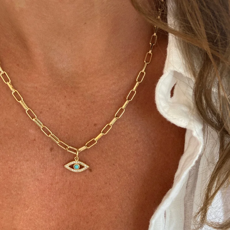 minimalist gold bracelet thin EVIL EYE CHARM NECKLACE