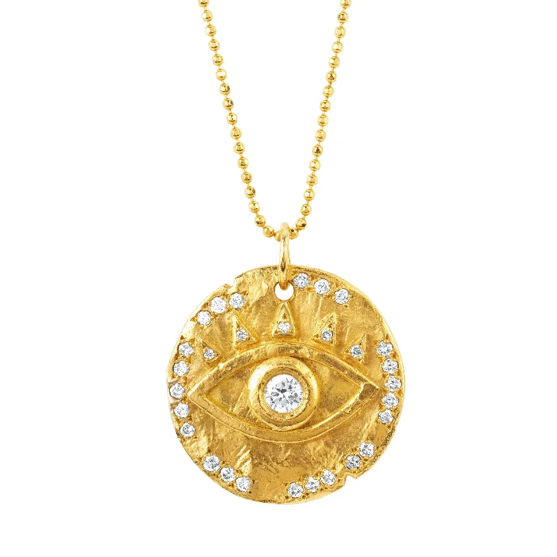vintage-style diamond halo ring 18k Diamond Eye of Protection Coin Pendant