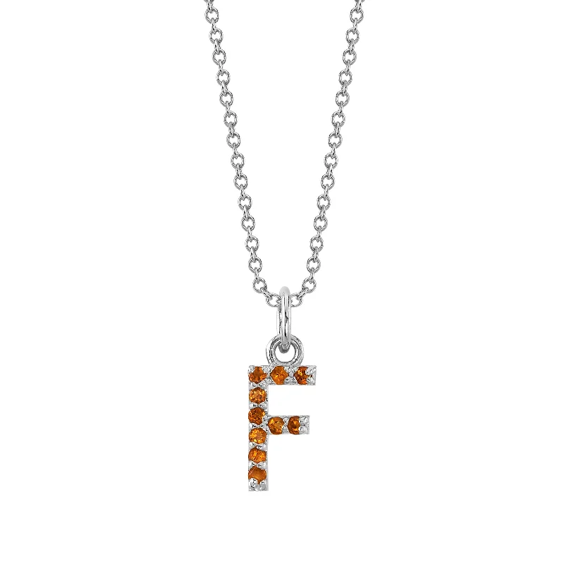 F Initial Birthstone Charm Necklace