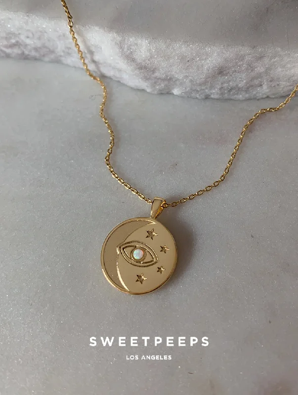 personalized pet photo necklace Faith Evil Eye Celestial Necklace