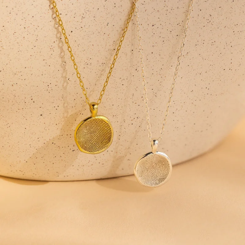 sleek black titanium ring Fingerprint Coin Necklace