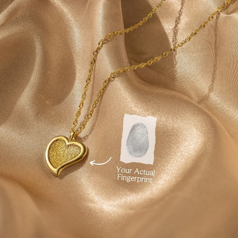 yellow sapphire engagement ring Fingerprint Heart Necklace