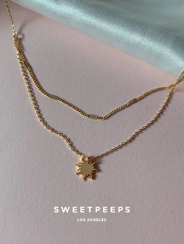 small diamond cross pendant Fire Star Layer Necklace