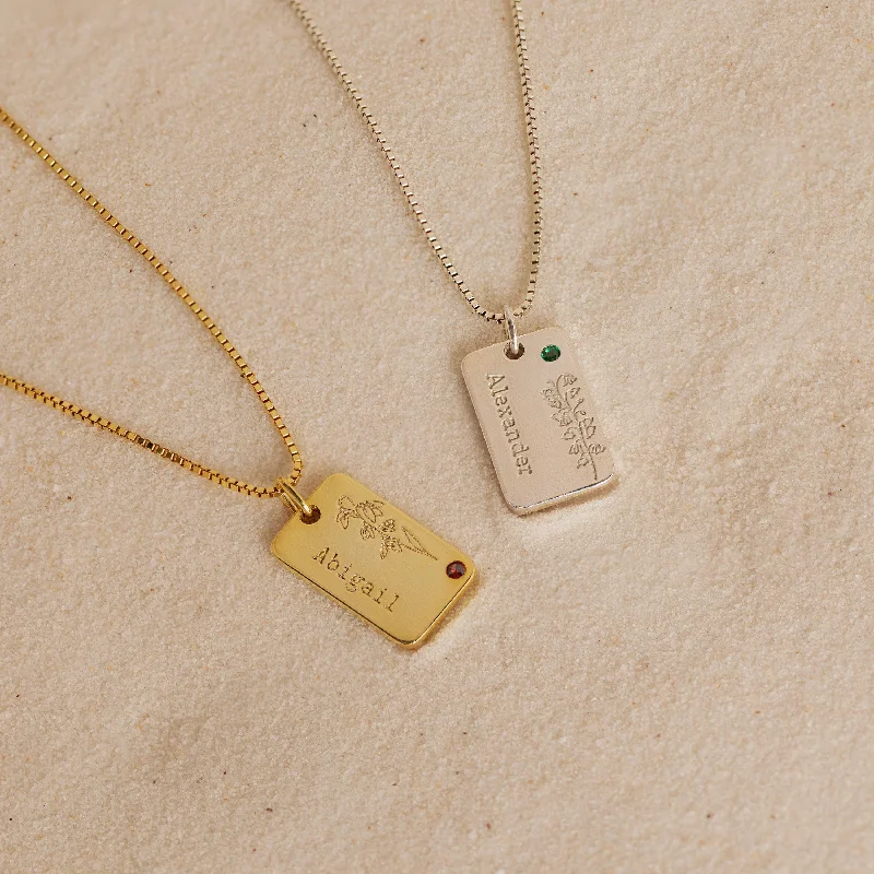 vintage diamond pendant necklace Floral Name Birthstone Necklace