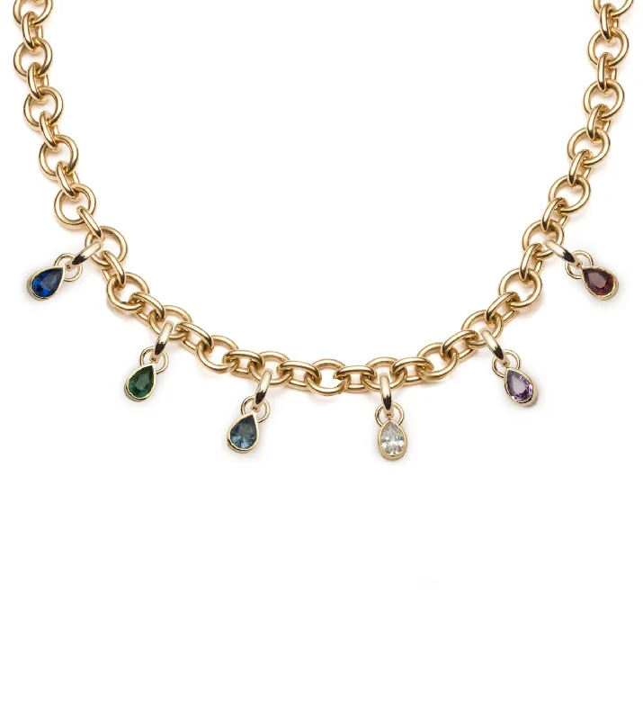 minimal diamond bar necklace Forever & Always a Pair : Diamond, Emerald, Ruby, and Sapphire Midsized Mixed Link Chain Necklace