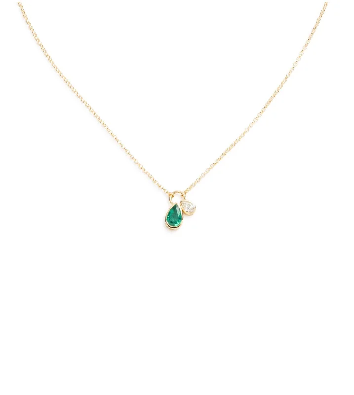 tiny diamond cross necklace Forever & Always a Pair : Emerald & Diamond Fine Belcher Stationary Necklace