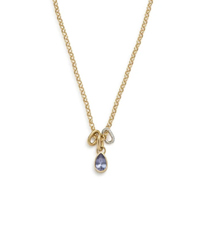 simple crescent moon ring Forever & Always a Pair : Lilac Sapphire Medium Belcher Pave Feature Abacus Chain