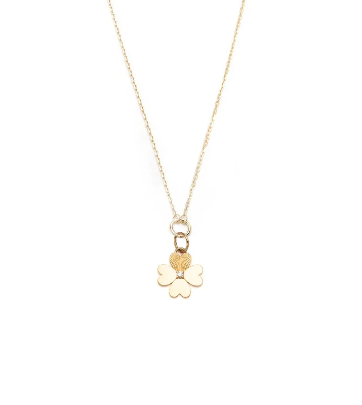 vintage rose-cut diamond ring Four Heart Clover : Engravable Miniature Medallion Necklace