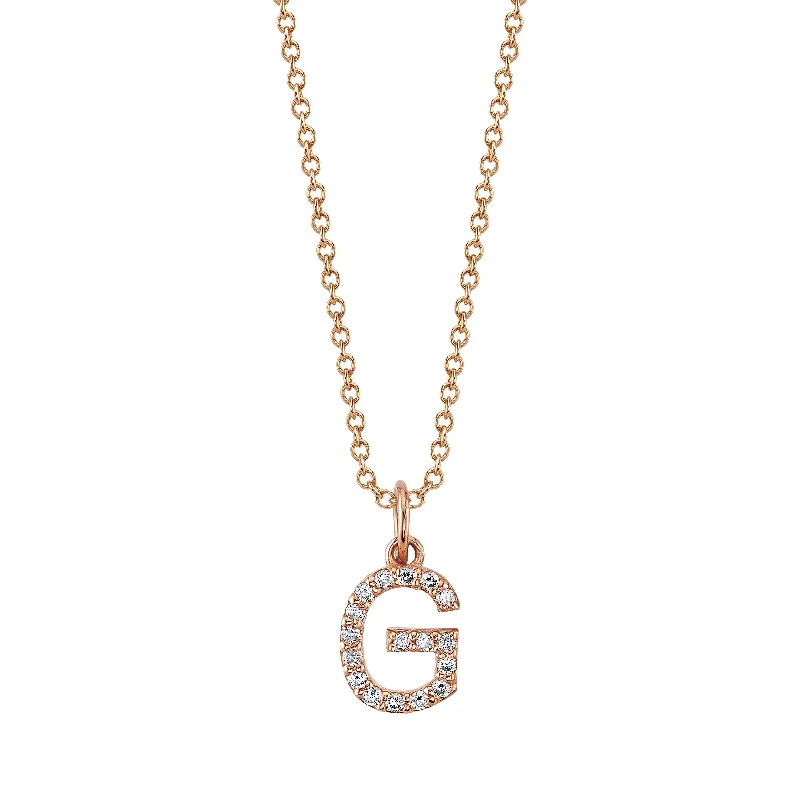 G Initial Birthstone Charm Necklace