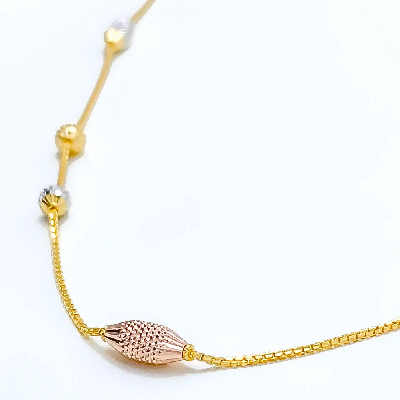 handmade clay bead earrings Glimmering Elongated Orb 22k Gold Long Necklace - 26"