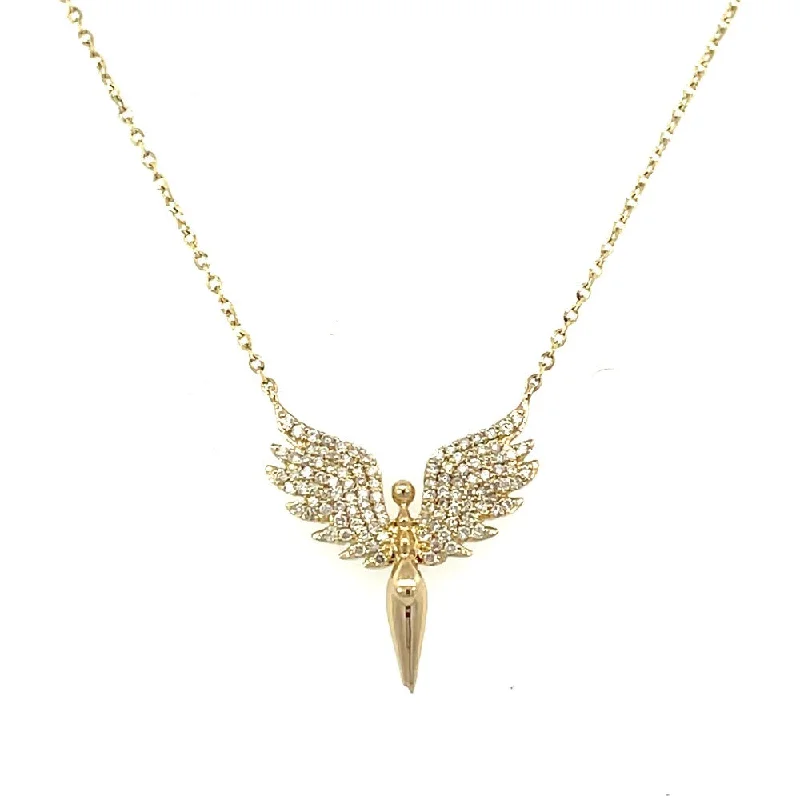 minimalist diamond stud earrings 14KY Gold and Diamond Angel Necklace | Fernbaugh's Jewelers