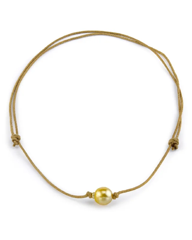handmade macrame bracelet for men Golden South Sea Baroque Pearl on Leather Adjustable Necklace