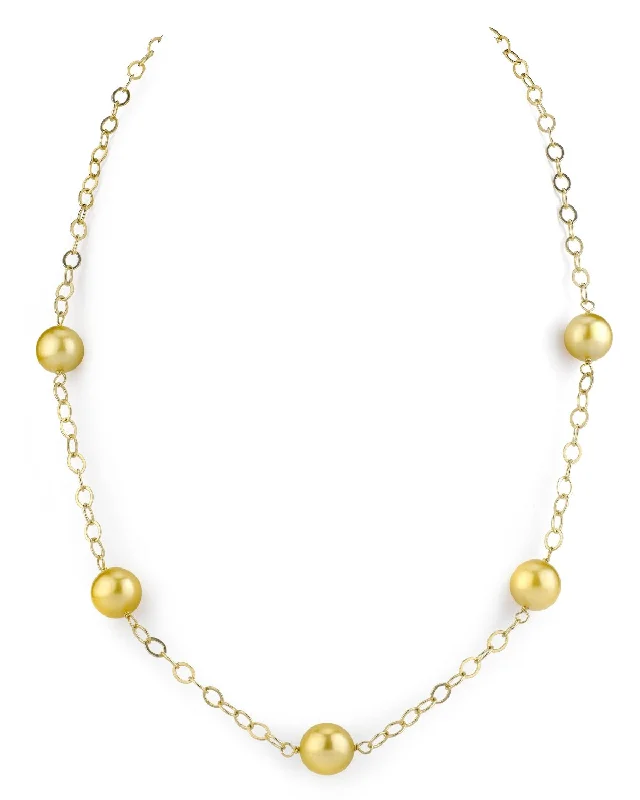 simple gold bar stud earrings Golden South Sea Tin Cup Pearl Necklace