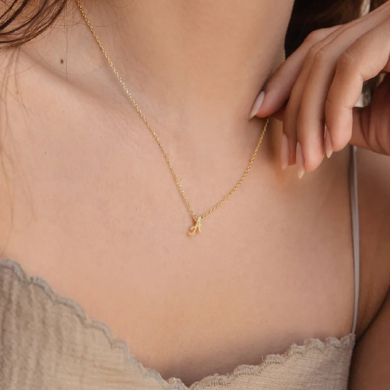 handmade raw stone engagement ring Grace Dainty Initial Necklace