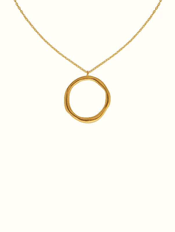 delicate floral wedding band 18k Hammered Circle Necklace
