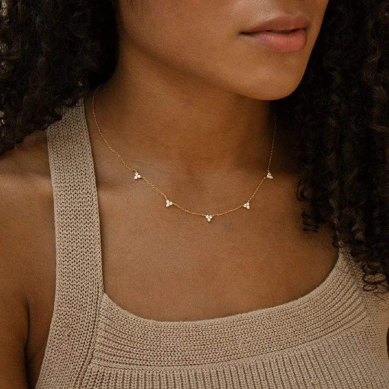 silver arrow pendant necklace Hana Diamond Station Necklace