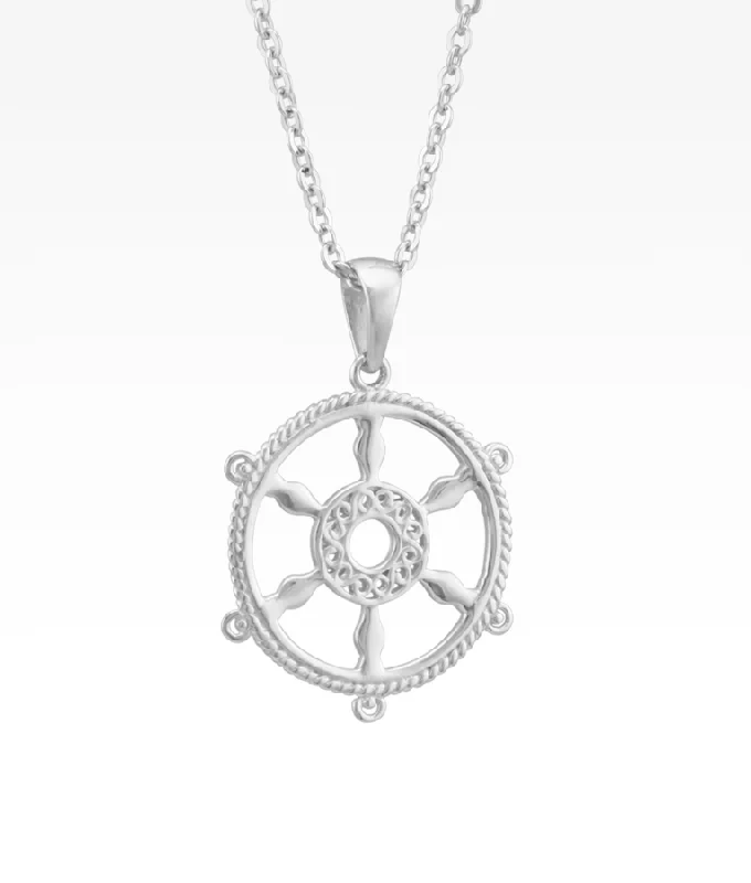 unique gemstone necklace handmade Harbor Ship's Wheel Necklace
