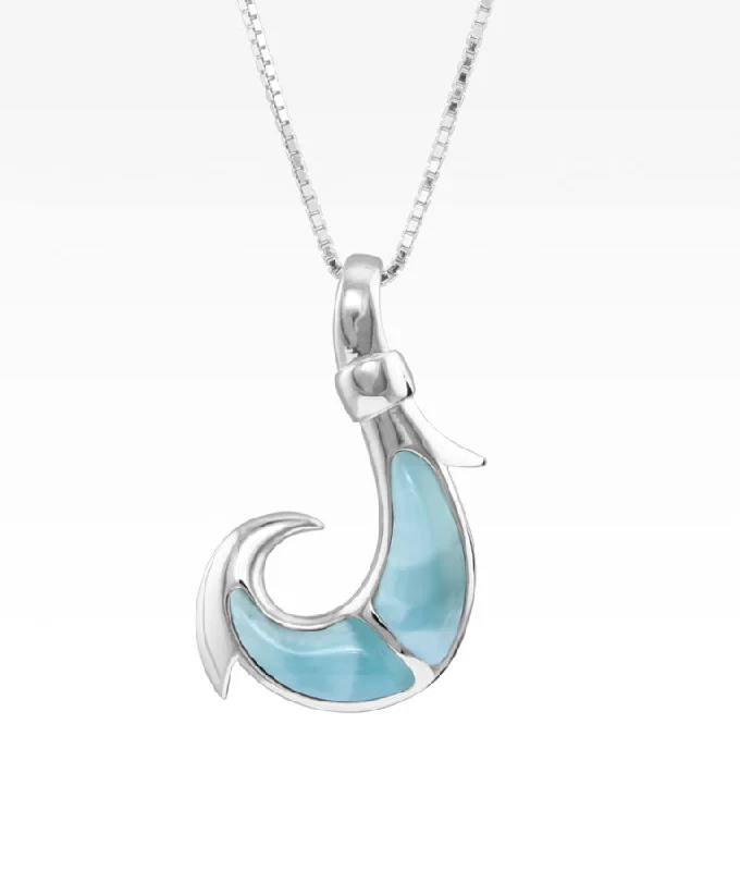 custom silver charm bracelet Hawaiian Larimar Hook Necklace