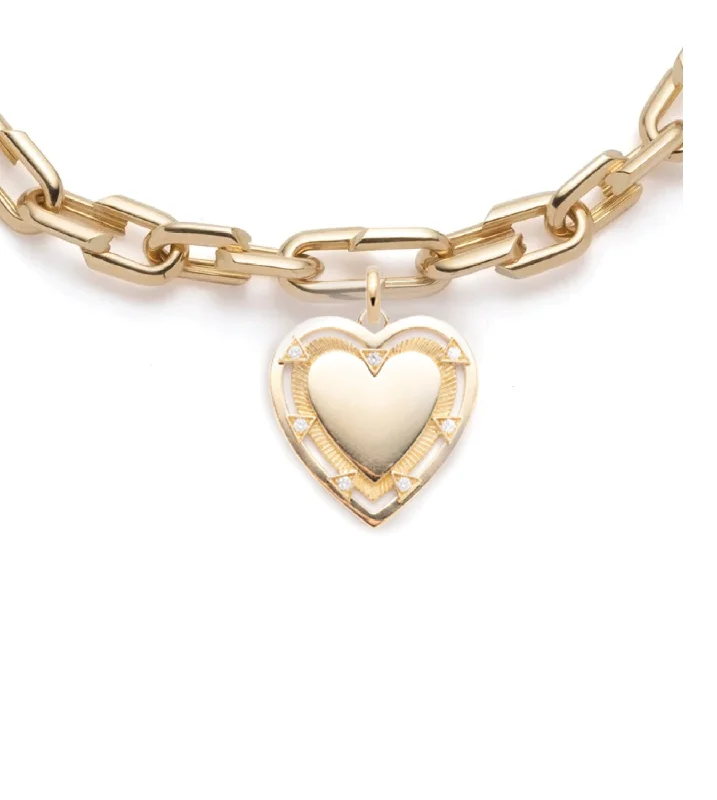 vintage emerald cocktail ring Heart Token - Love : Medium Strong Heart Chain Necklace