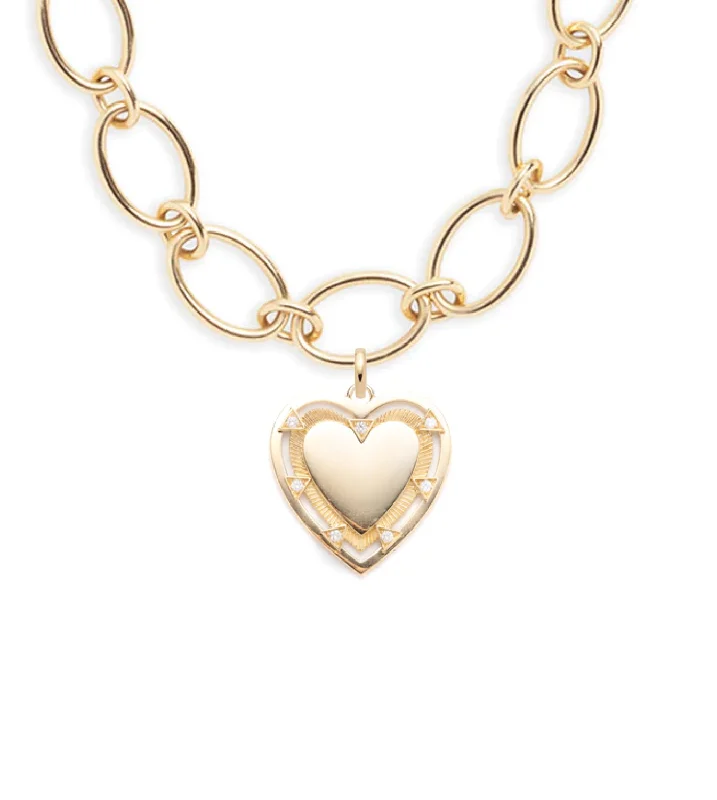 gold daisy stud earrings Heart Token - Love : Oval Link Chain Necklace